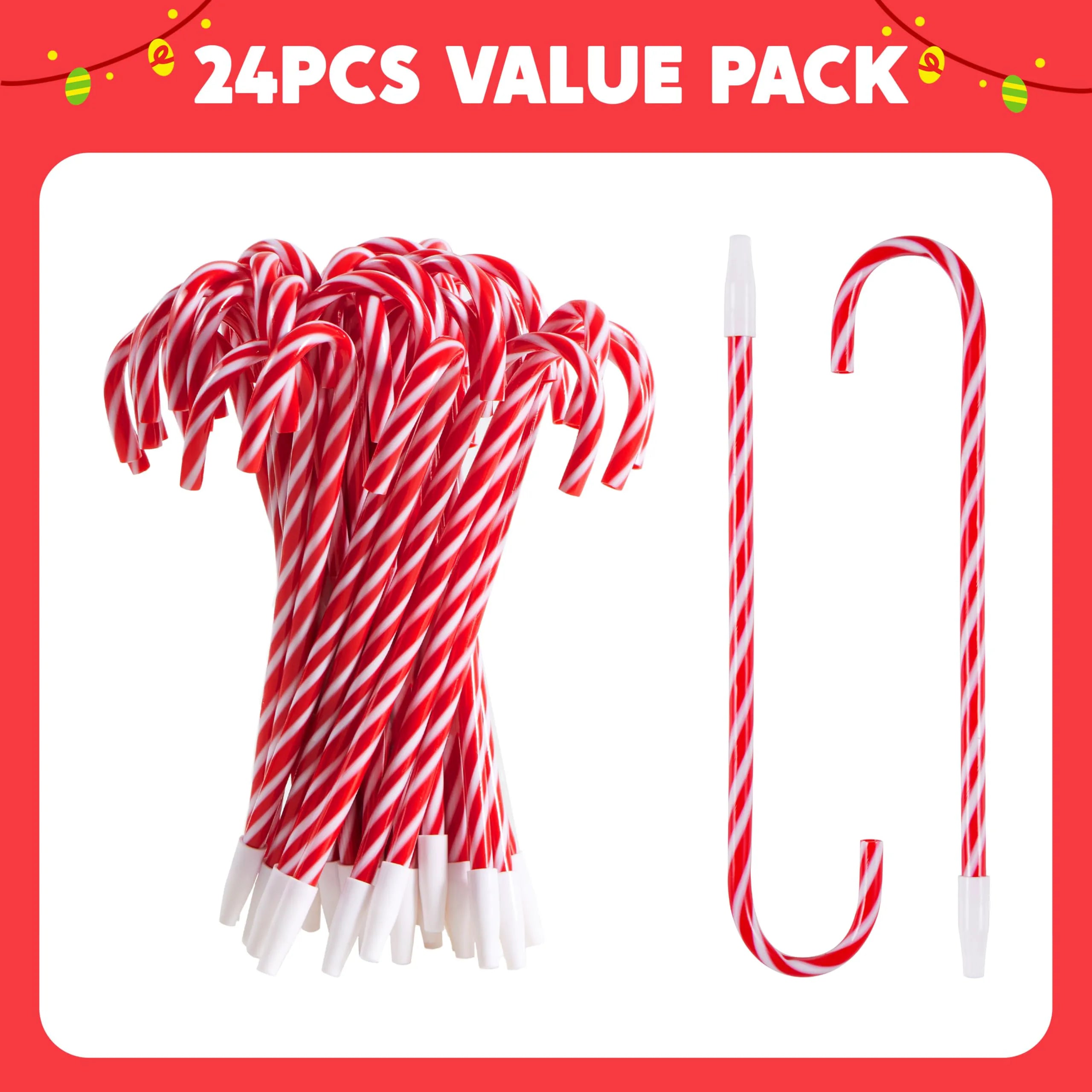 24 Christmas Candy Cane Ballpoint Pens for Kids