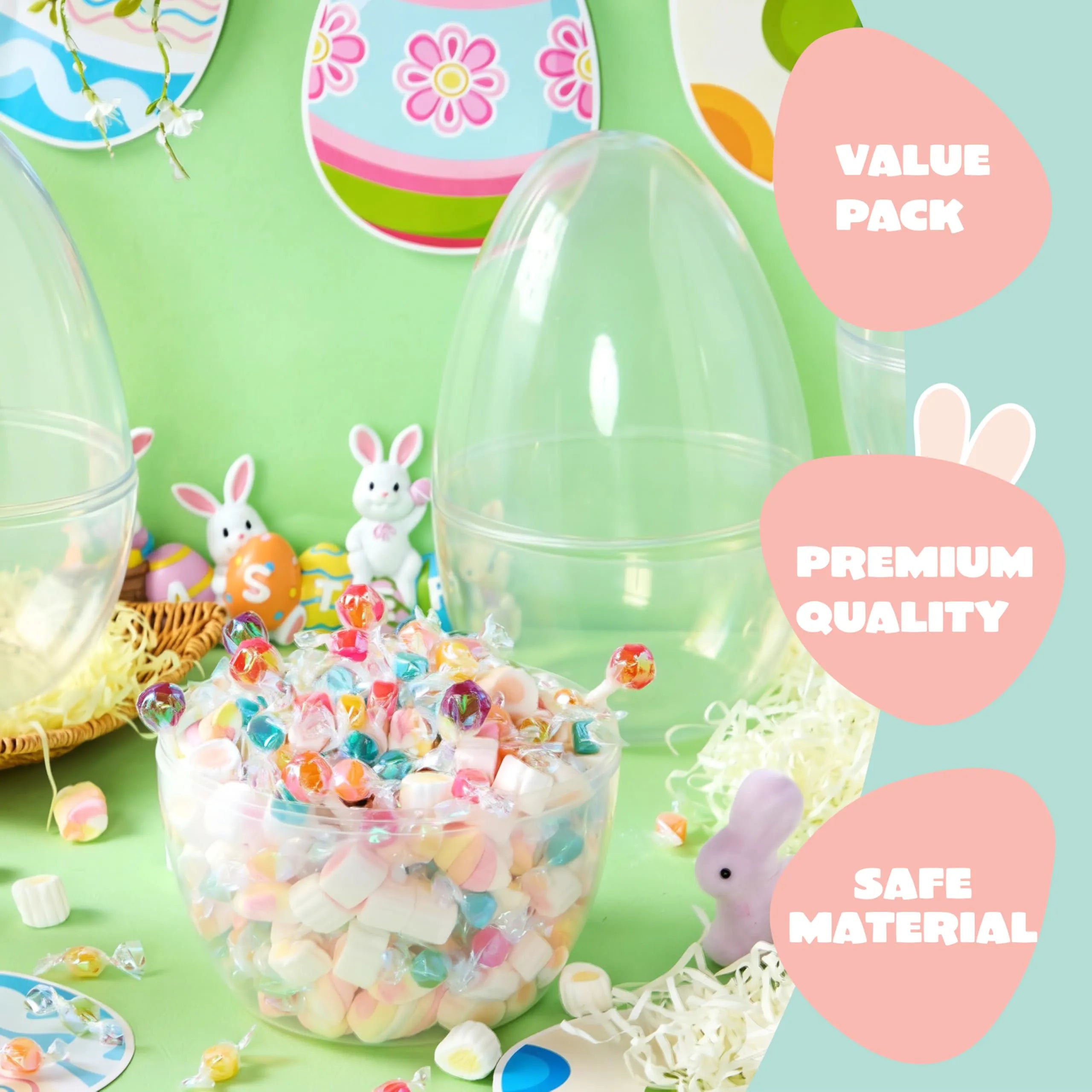 2 Pack 10-Inch Clear Jumbo Easter Egg