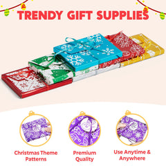 12 PCS Christmas Fancy Foil Gift Card Boxes with Ribbon