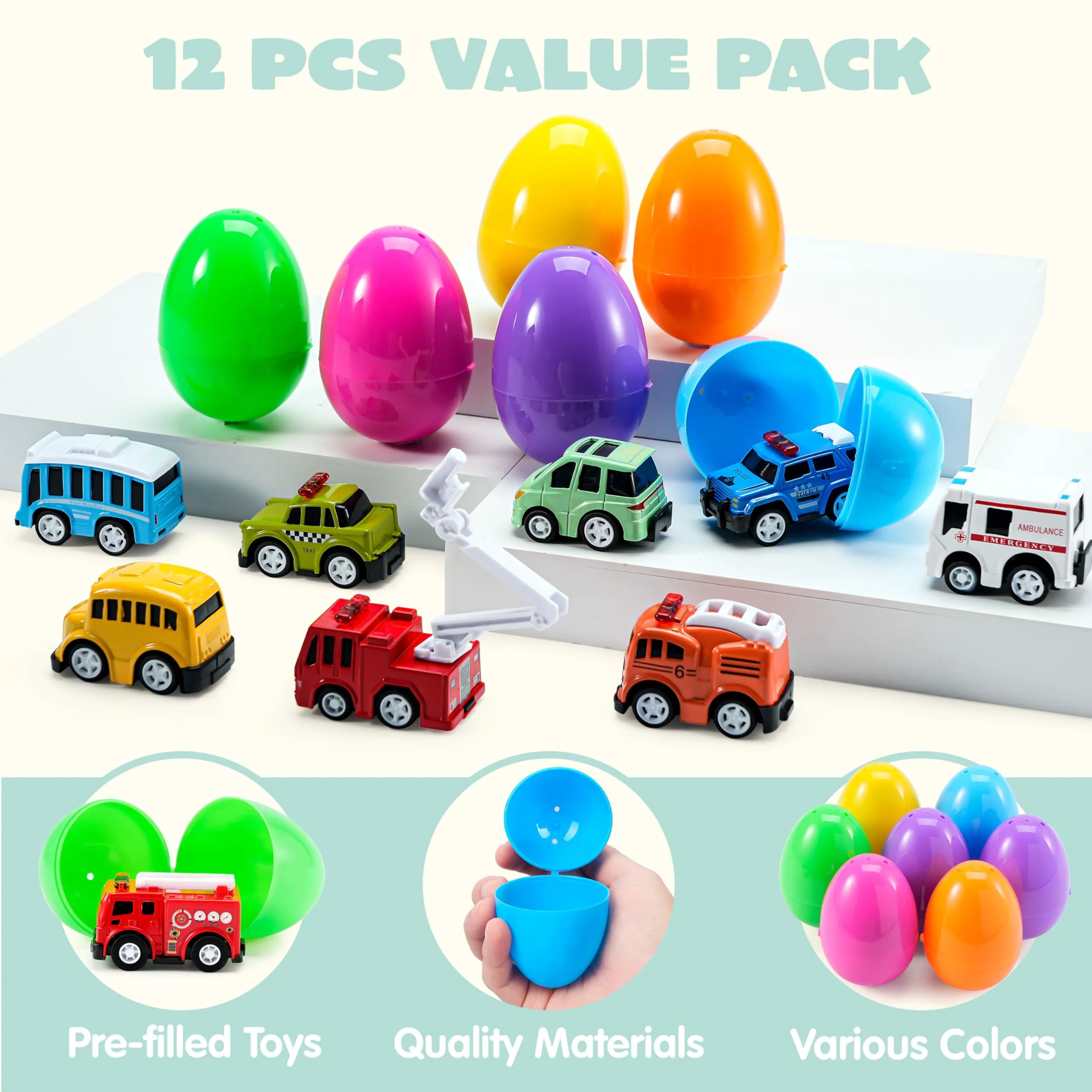 12 Prefilled Easter Eggs with Toys