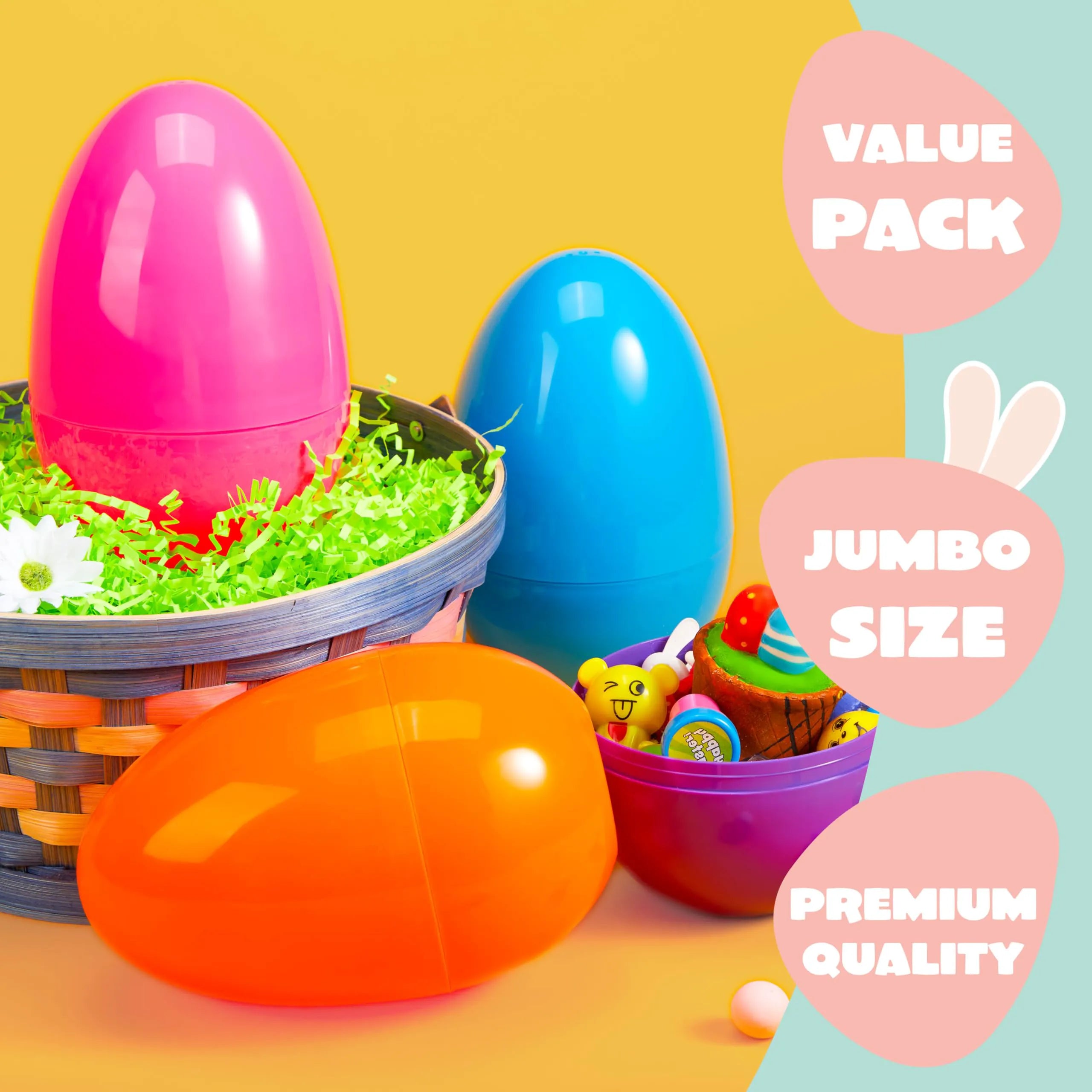 18 Large Easter Eggs, 6-Inch Jumbo Plastic Fillable Eggs