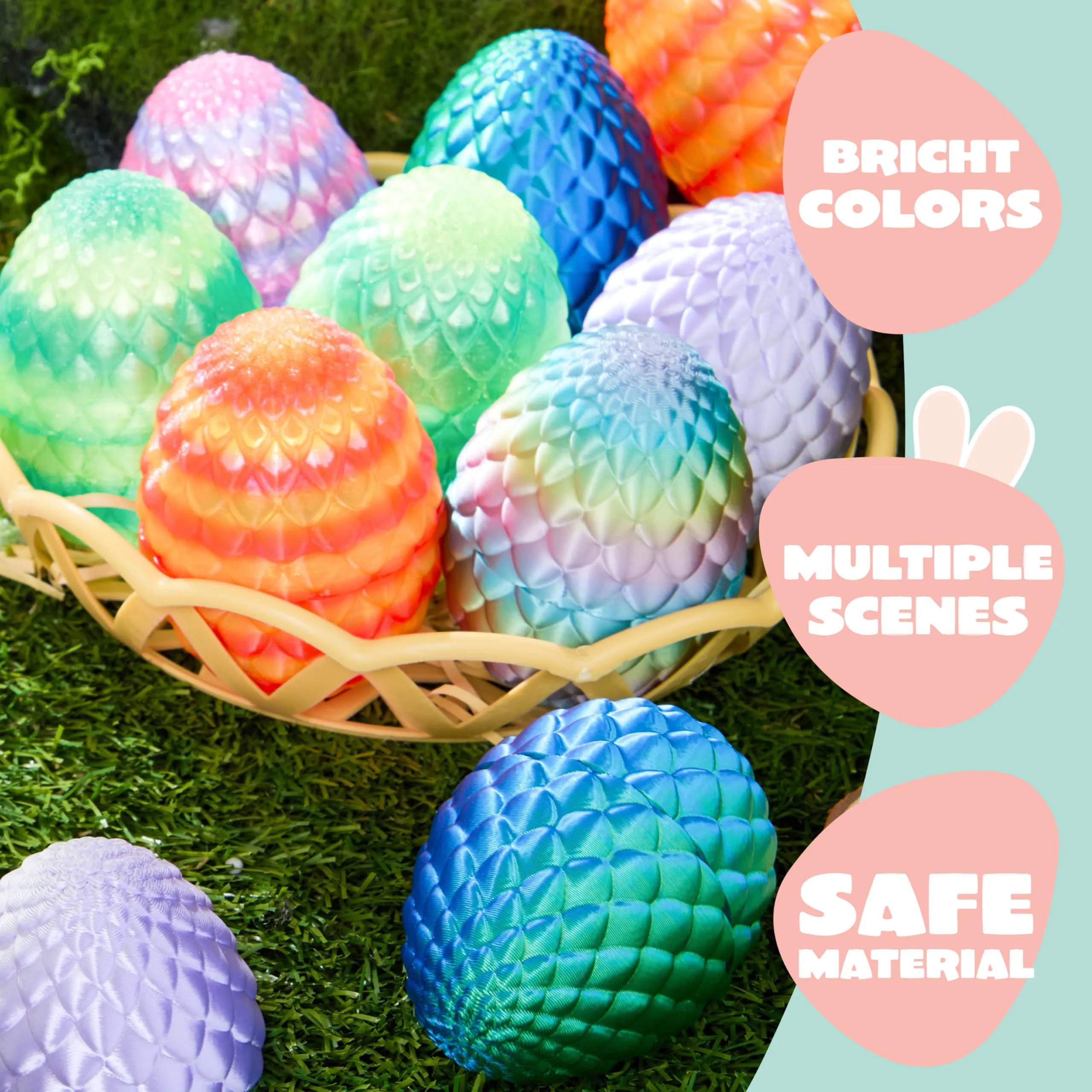 12 PCS 3D Printed Dragon Easter Empty Eggs