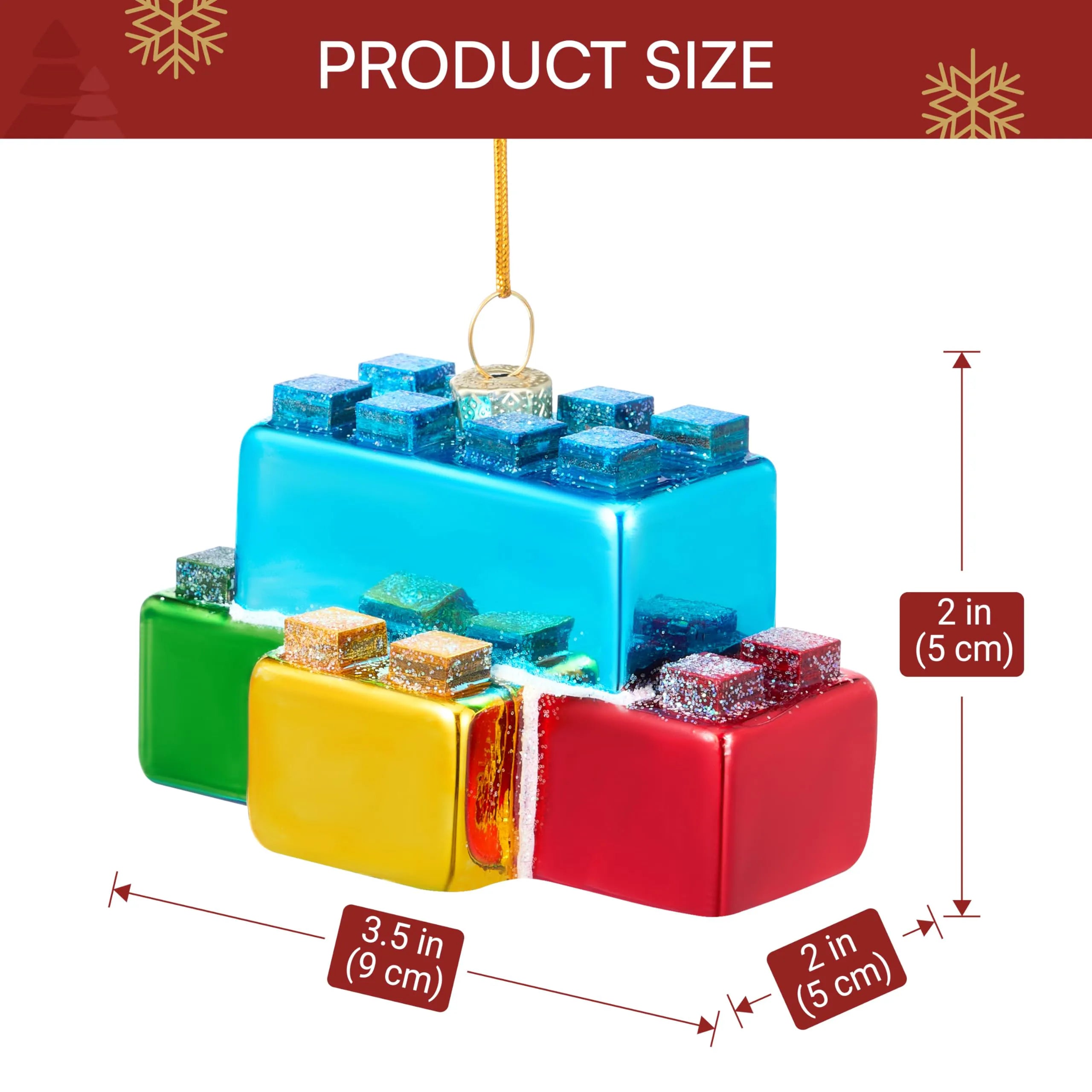 Christmas Building Blocks Glass Ornament