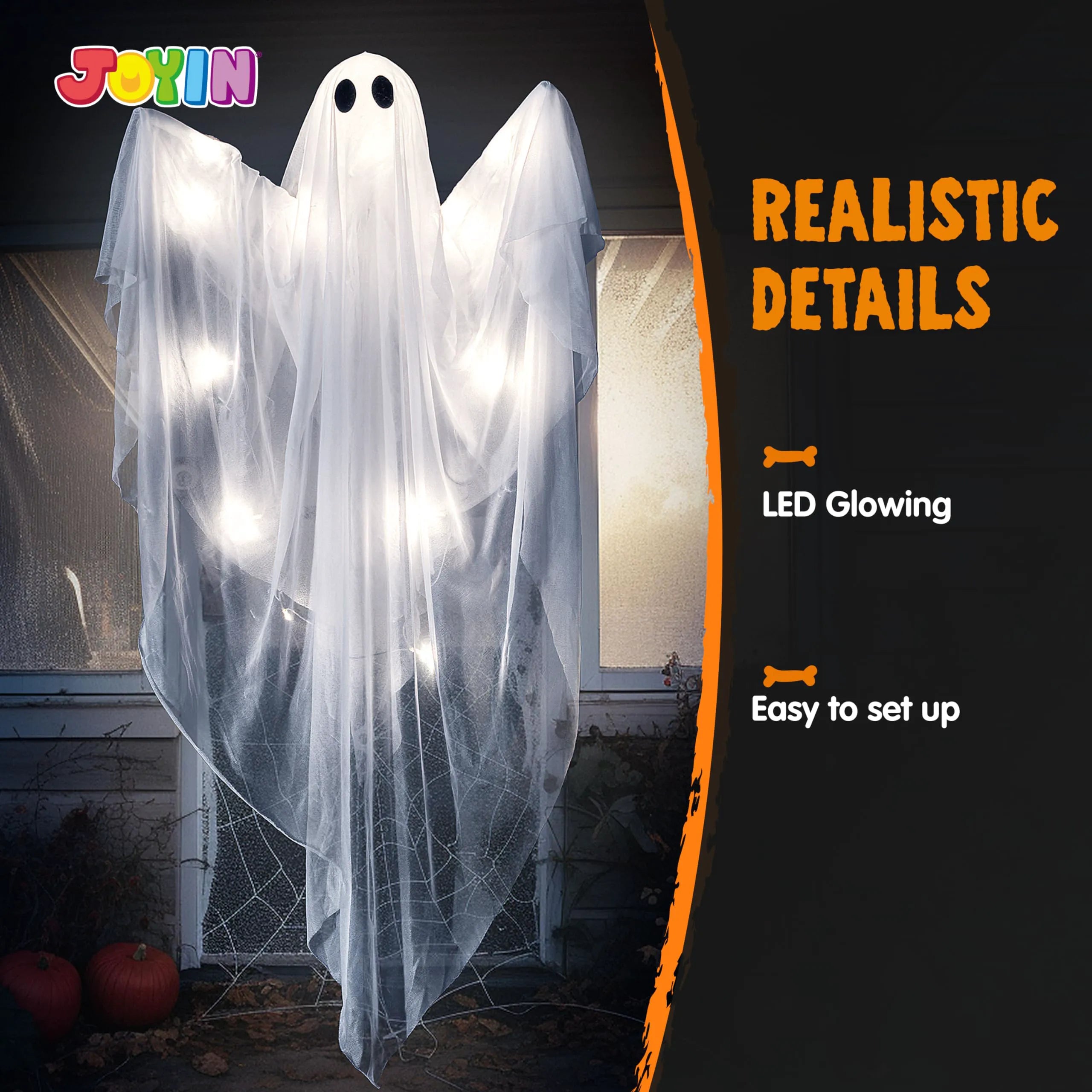 47-Inch Halloween Hanging Light-Up Ghost