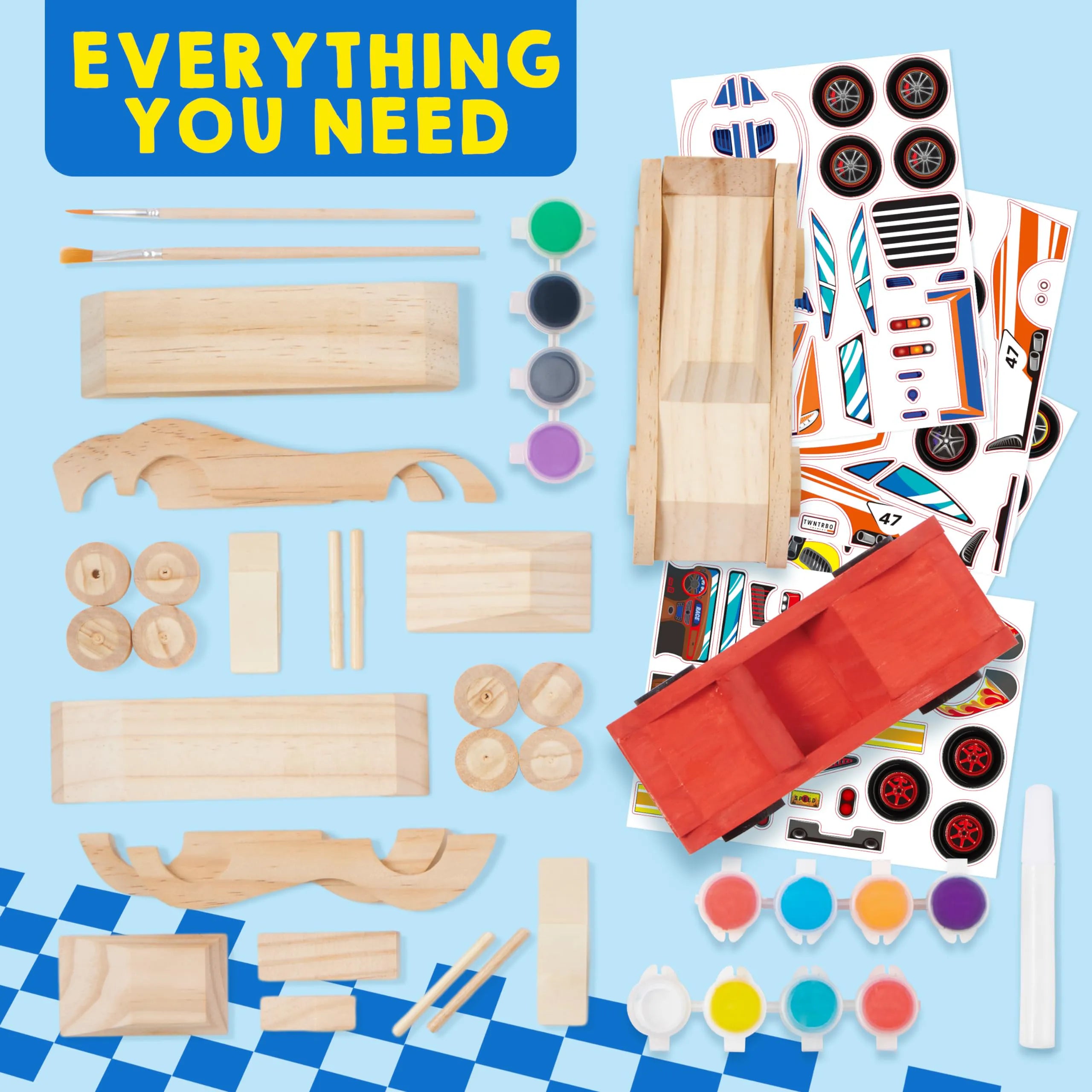 4 DIY Wooden Race Cars-Build & Paint Your Own Wood Craft Kit