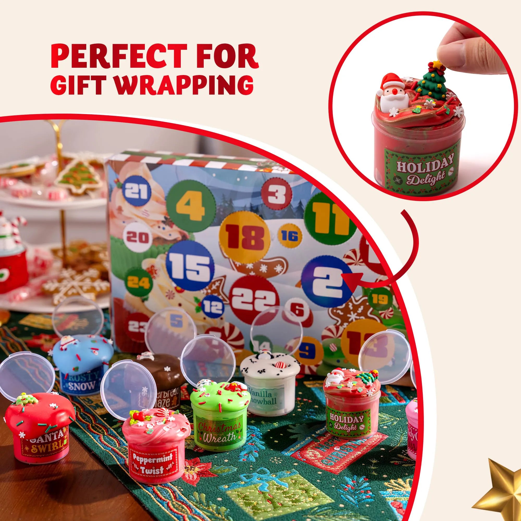 Dessert Slime Advent Calendar - 24 Days Christmas Countdown Kit
