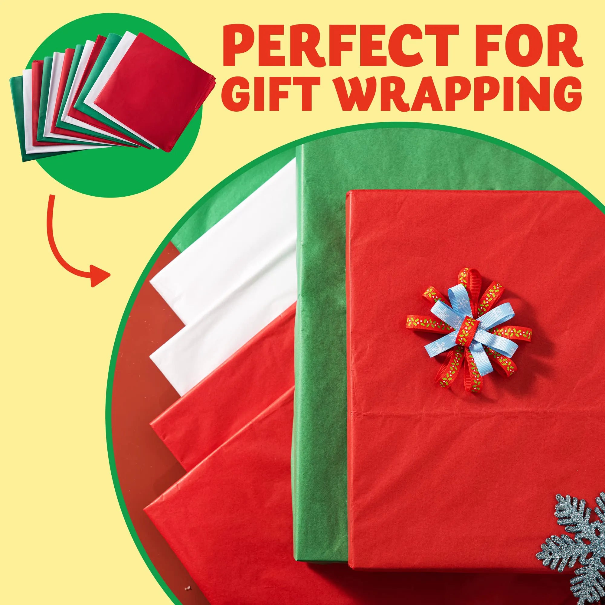 36 Sheets Christmas Tissue Paper - Red, Green & White