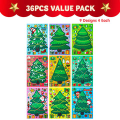 36 Pcs Christmas Tree Stickers - Make Your Own Xmas Stocking Stuffers