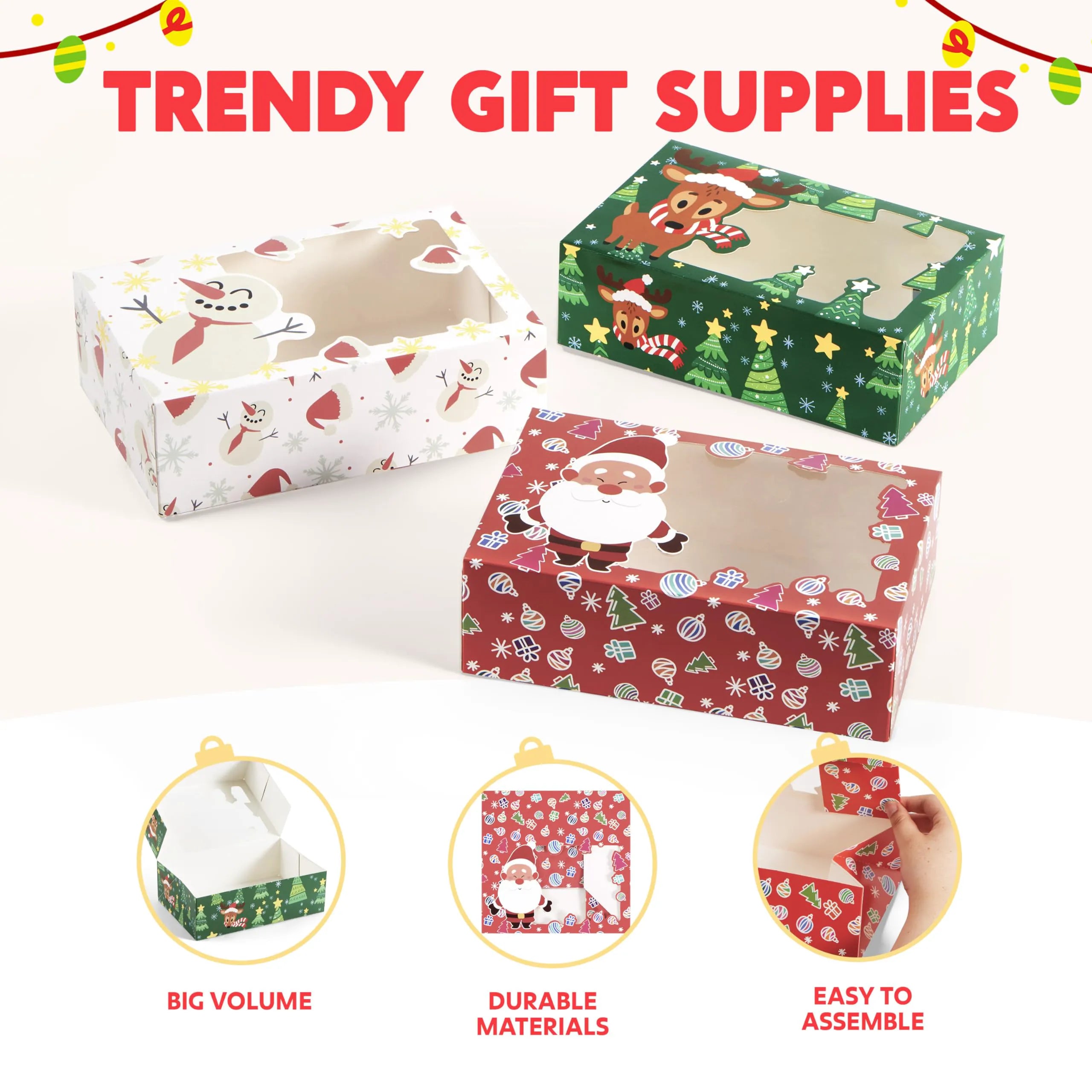12 Pcs Christmas Cookie Boxes for Gift Giving