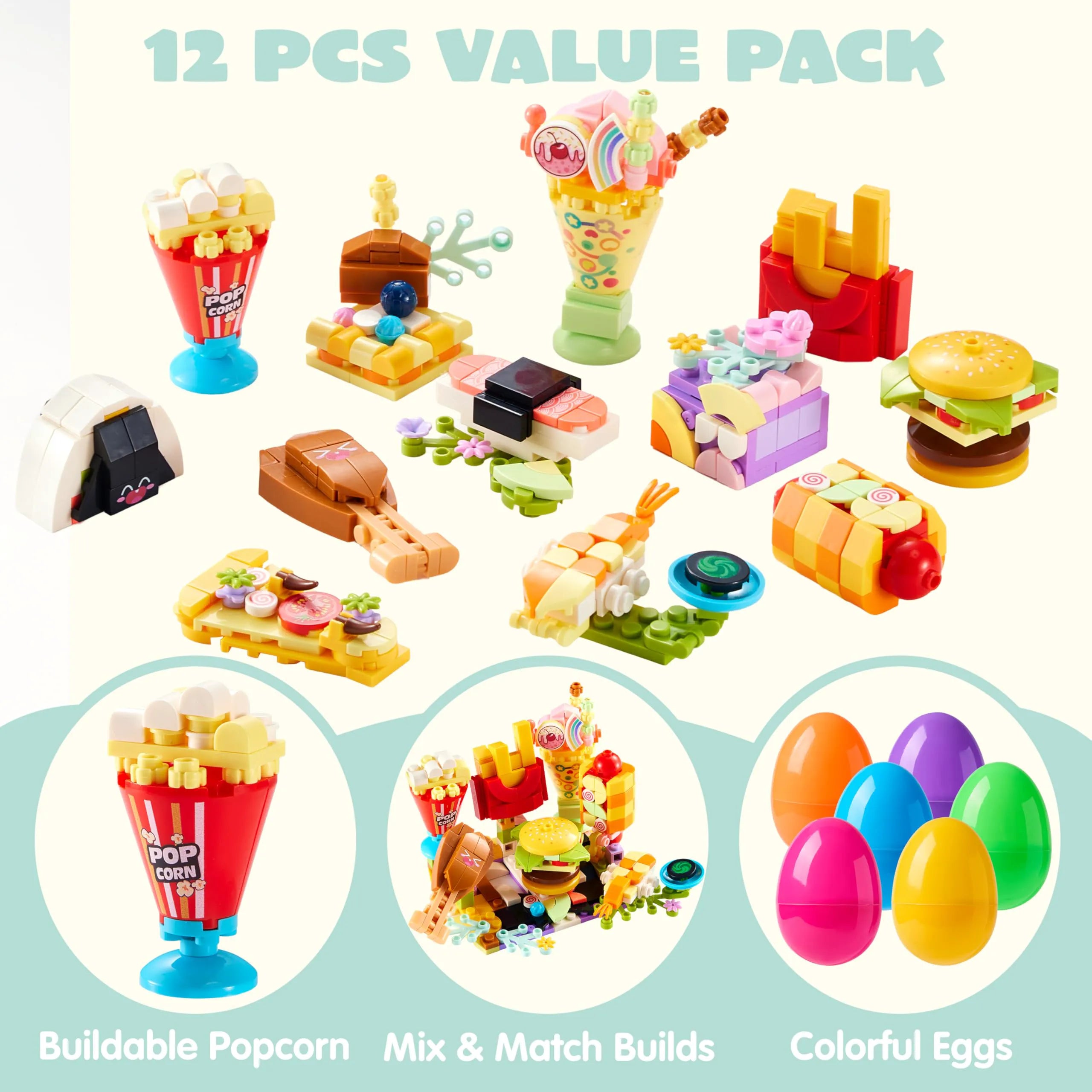 12 Prefilled Easter Eggs with Building Blocks