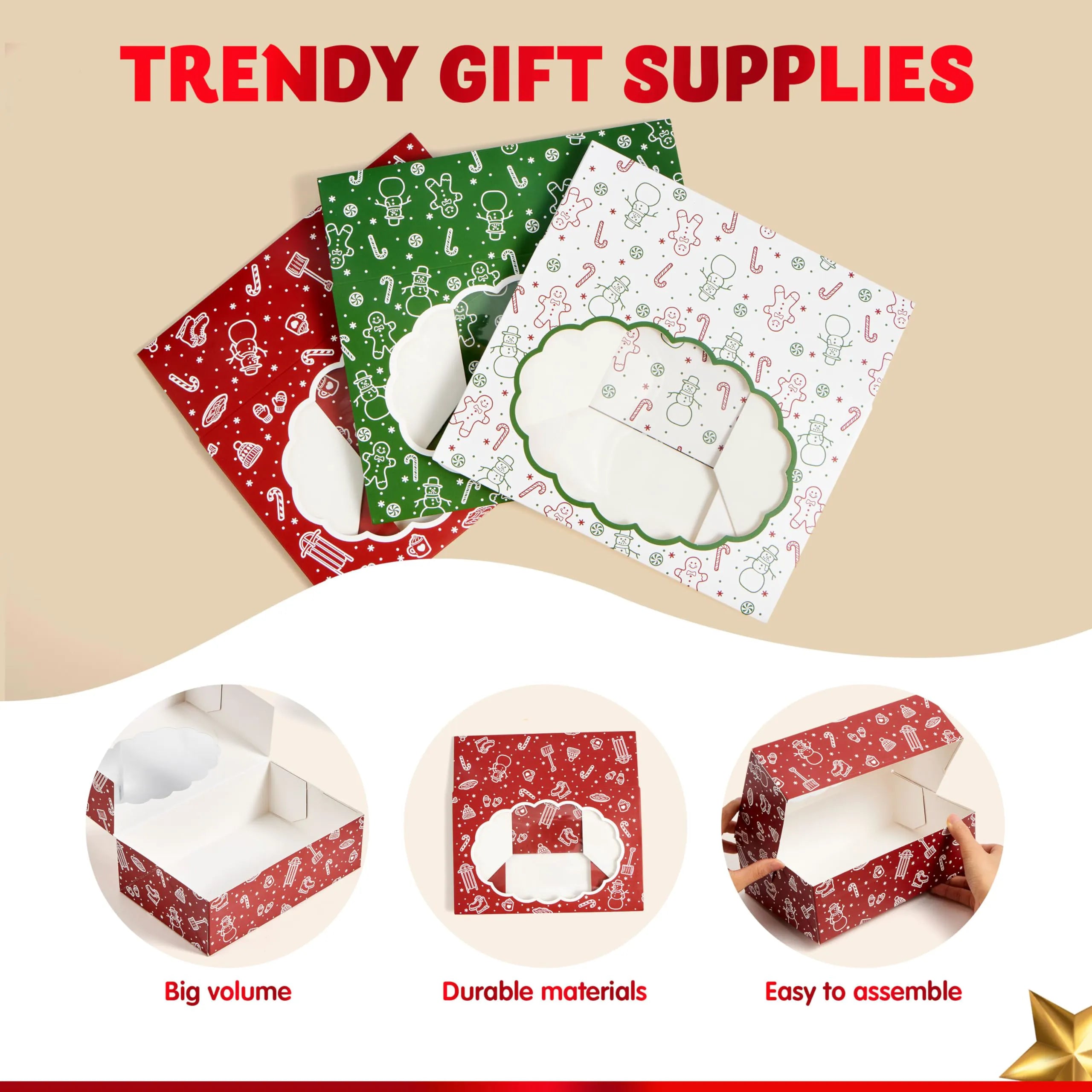 12-Pack Christmas Cookie Boxes for Gift Giving