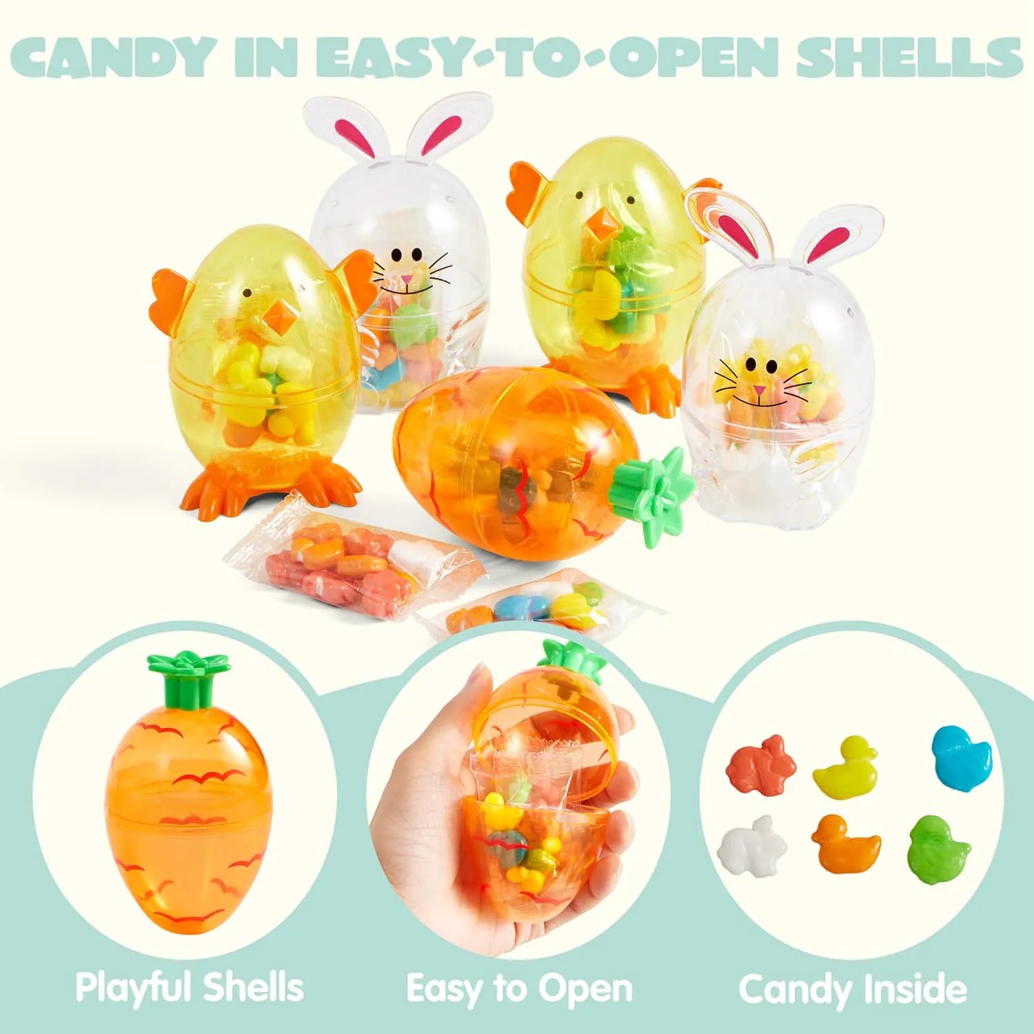 12-Pack Easter Candy-Filled Egg Shell Carrots