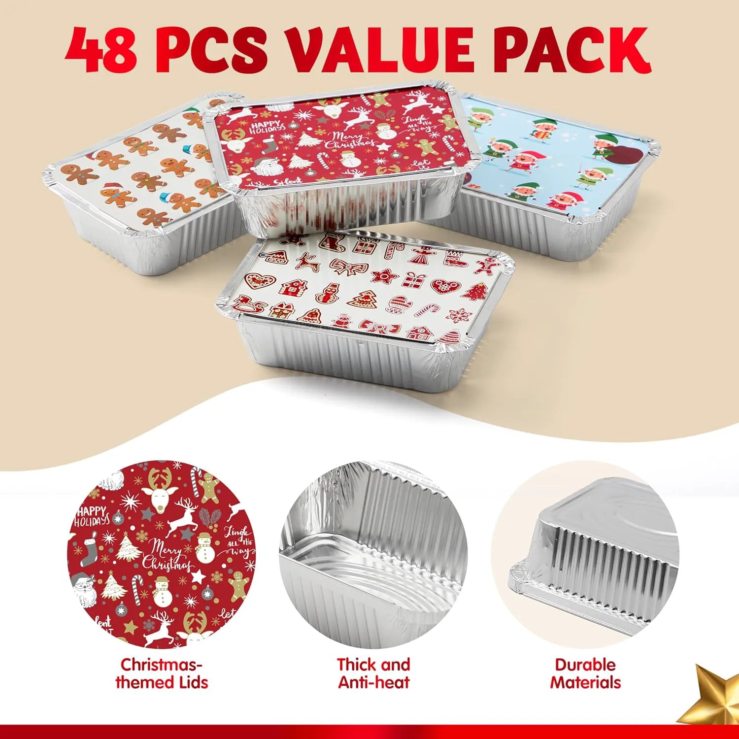 48-Piece Christmas Cookie Tins with Lids for Gift Giving