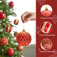 12-Piece 3.15-Inch Red and Gold Christmas Ball Ornament Set