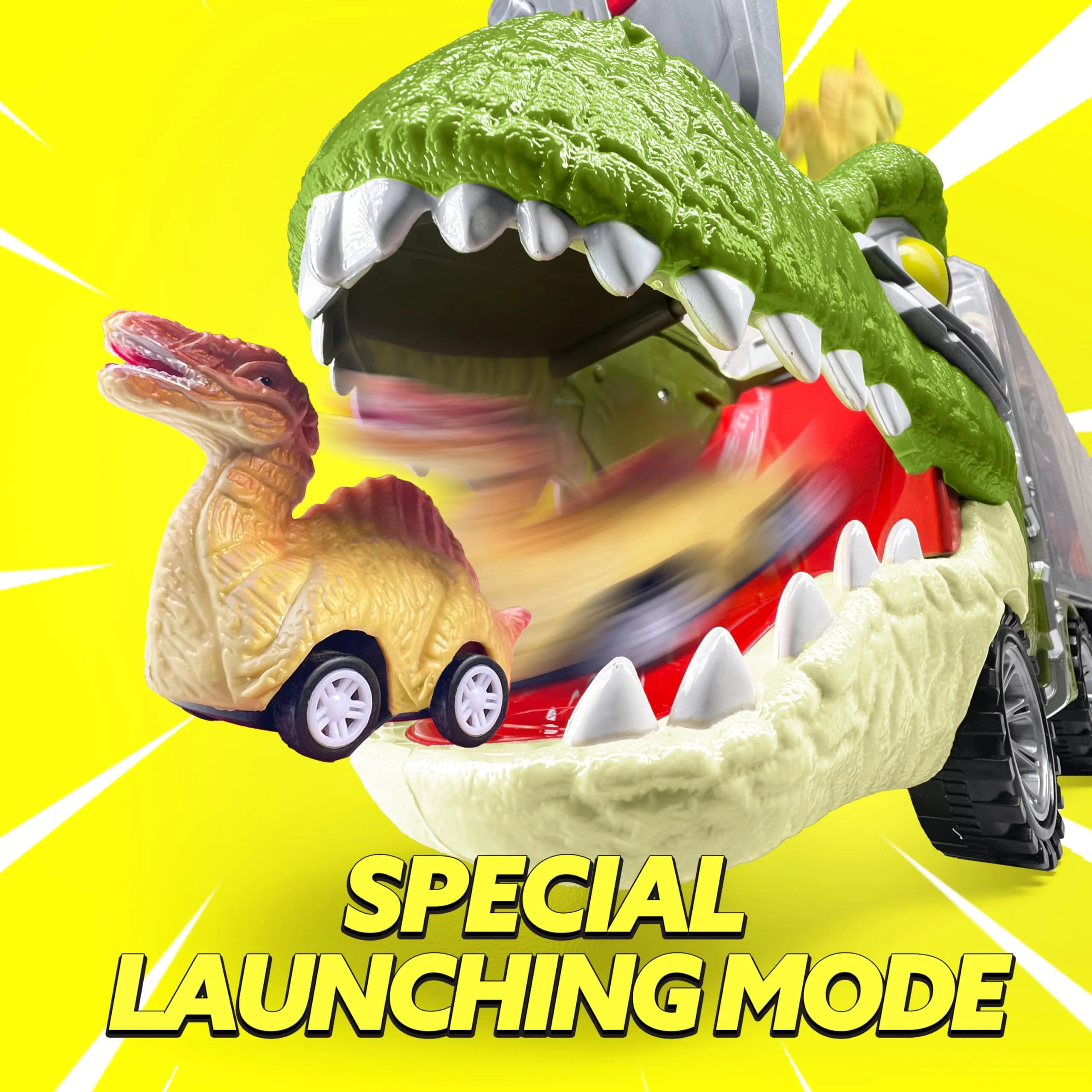 13-in-1 Dinosaur Transport Carrier Truck with Mini Car Set