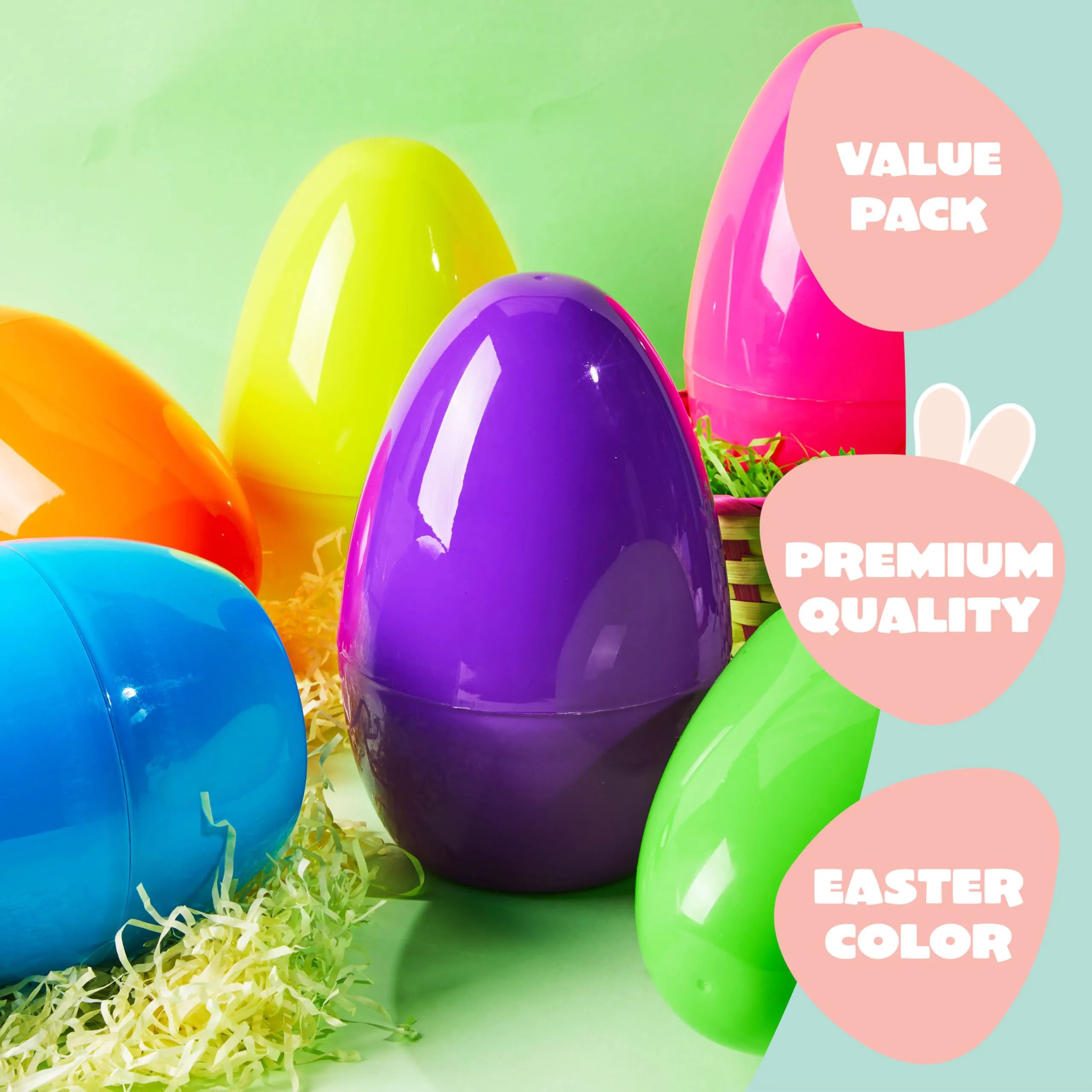 8 Pack 10-Inch Jumbo Fillable Easter Eggs for Egg Hunts