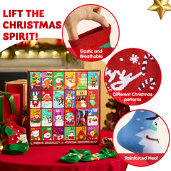 24 Days Christmas Advent Calendar with Warm Cotton Socks for Adults
