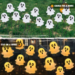 2 Pcs 12LEDs Solar Cute Ghost Lights