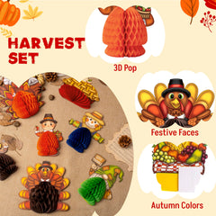 9-Piece Thanksgiving Honeycomb Decorations Set