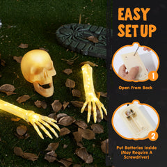 3-Piece Halloween Skeleton Decorations for Outdoor Use