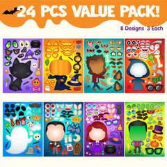 24 Halloween Make-a-Face Stickers for Kids Party Favors
