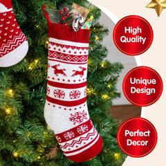 3 Pack 18" White Classic Knit Christmas Stockings