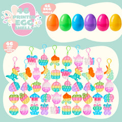 46 Pre-Filled Colorful Easter Eggs with Pop Keychains and 23 Pop Fillers for Egg Hunt