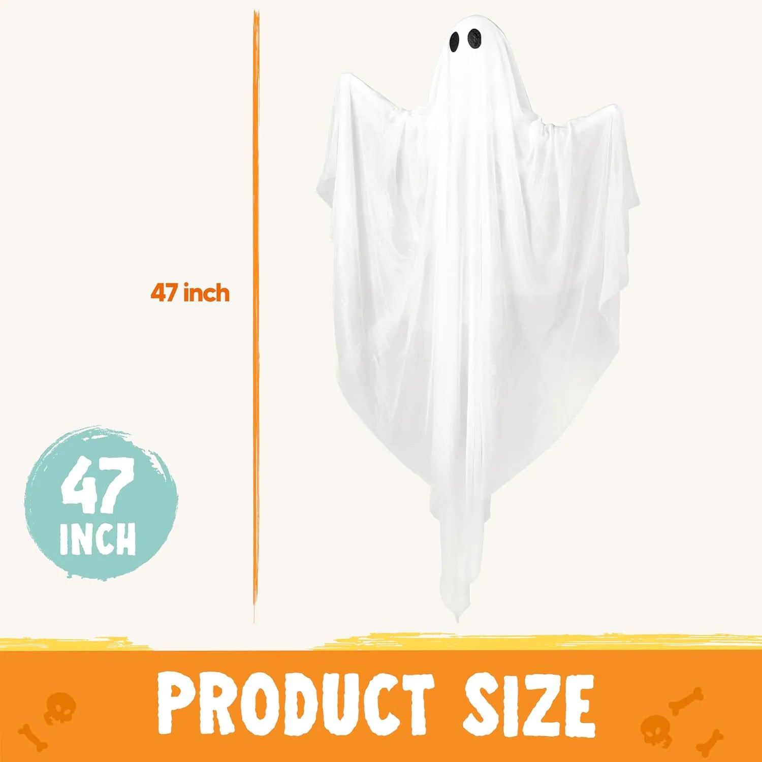 47-Inch Halloween Hanging Ghost with Spooky White LED Lights