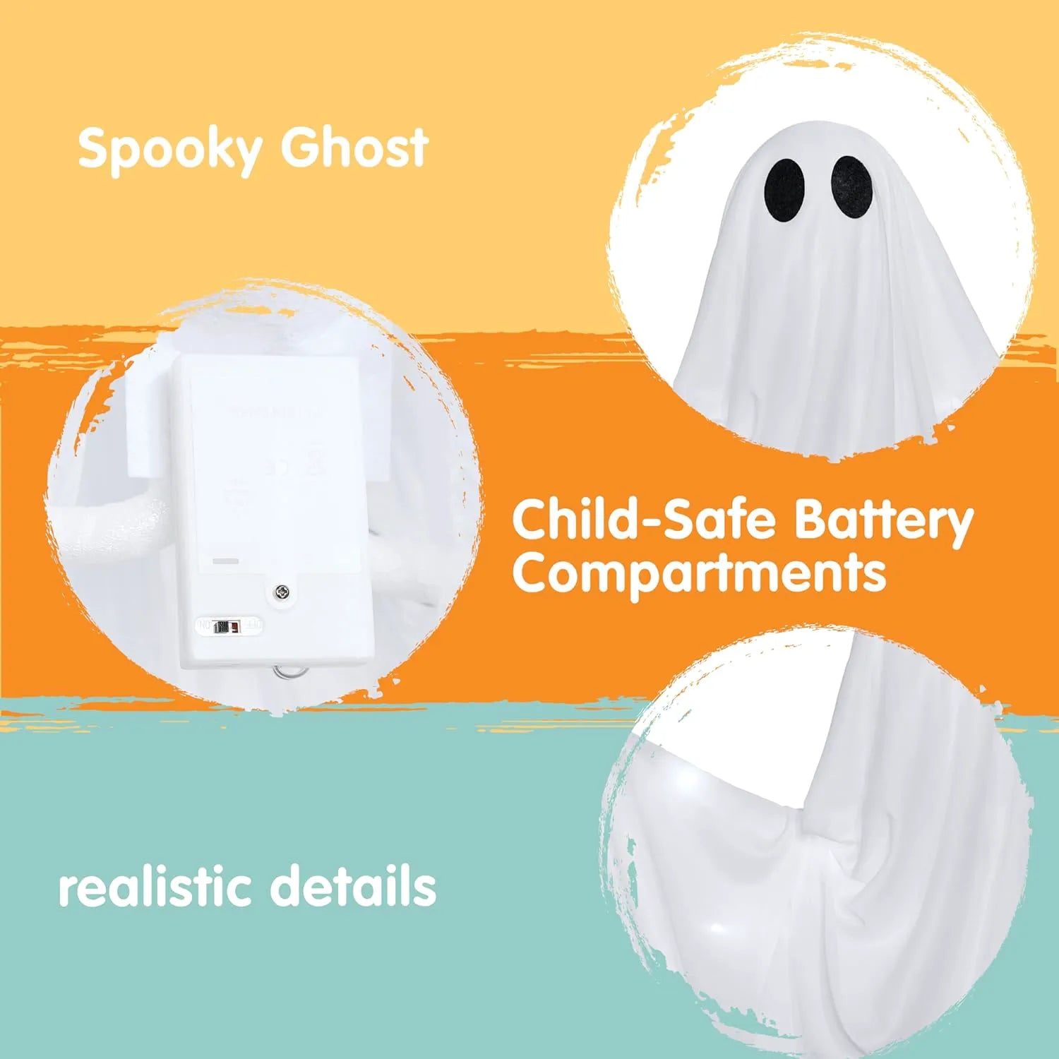 47-Inch Halloween Hanging Ghost with Spooky White LED Lights