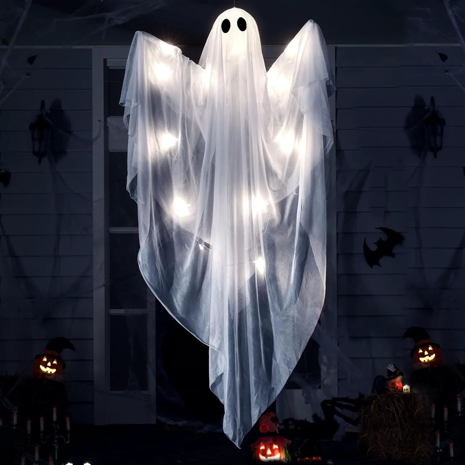 47-Inch Halloween Hanging Ghost with Spooky White LED Lights