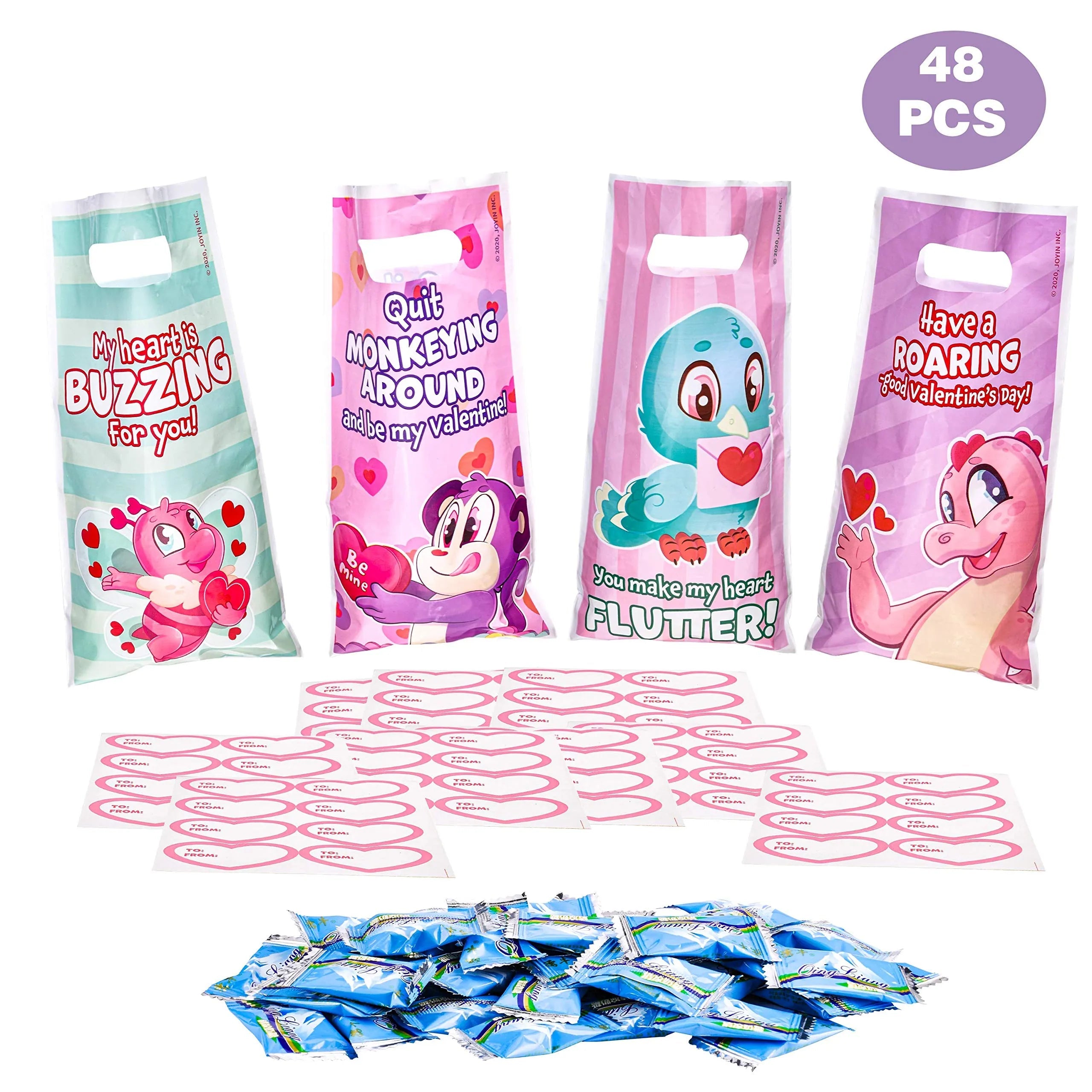 48-Piece Valentine's Day Treat Bags for Kids