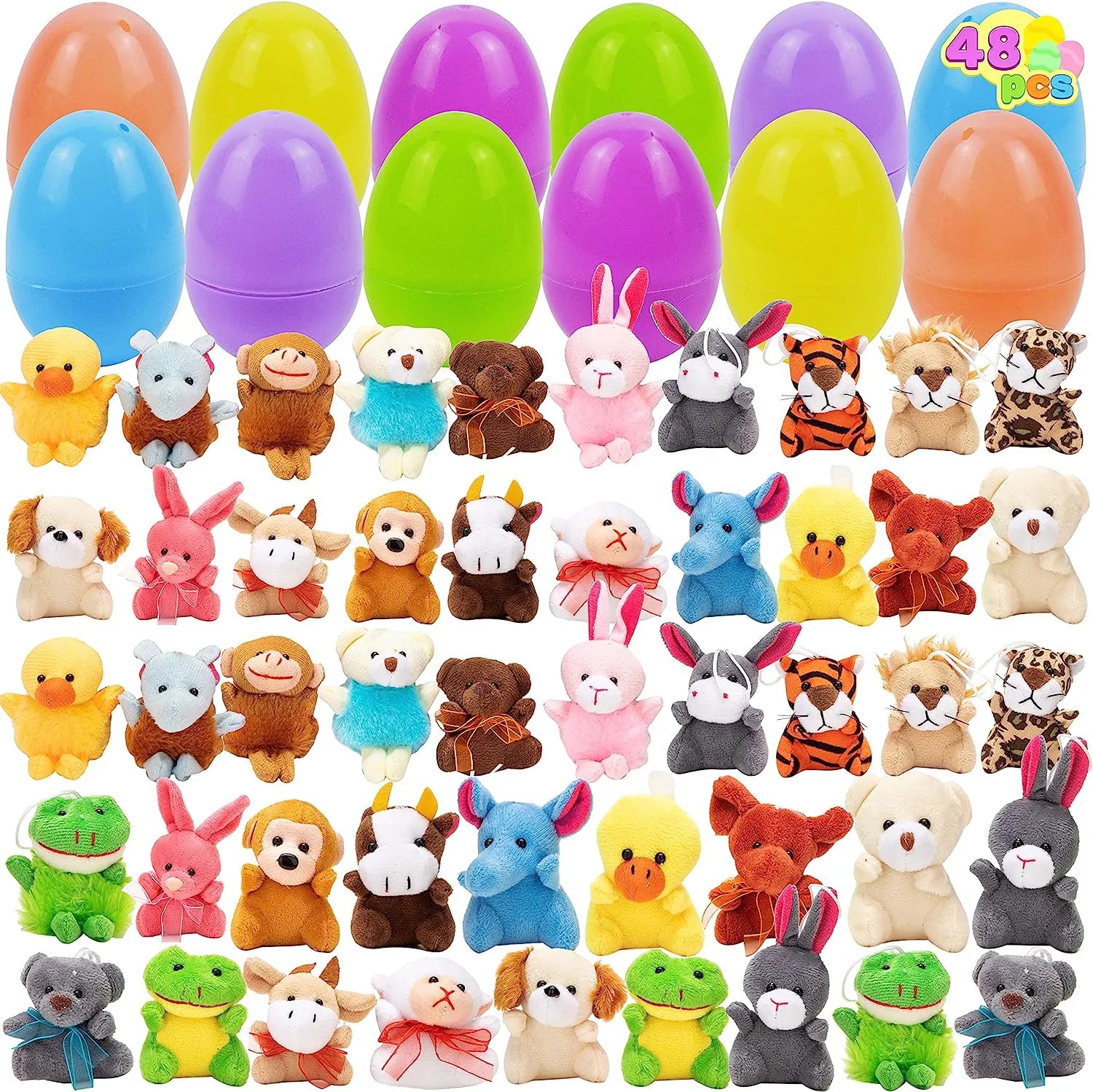 48-Pack Animal Plush Toys in Prefilled Easter Eggs