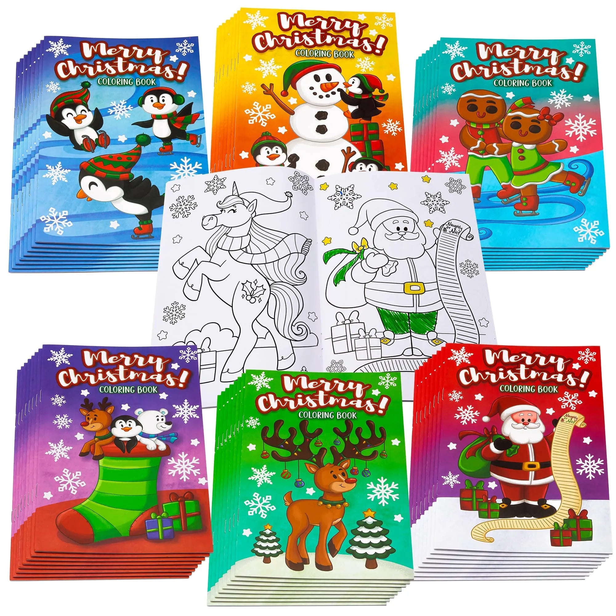 48-Pack Christmas Coloring Books for Kids, 6 Assorted Designs