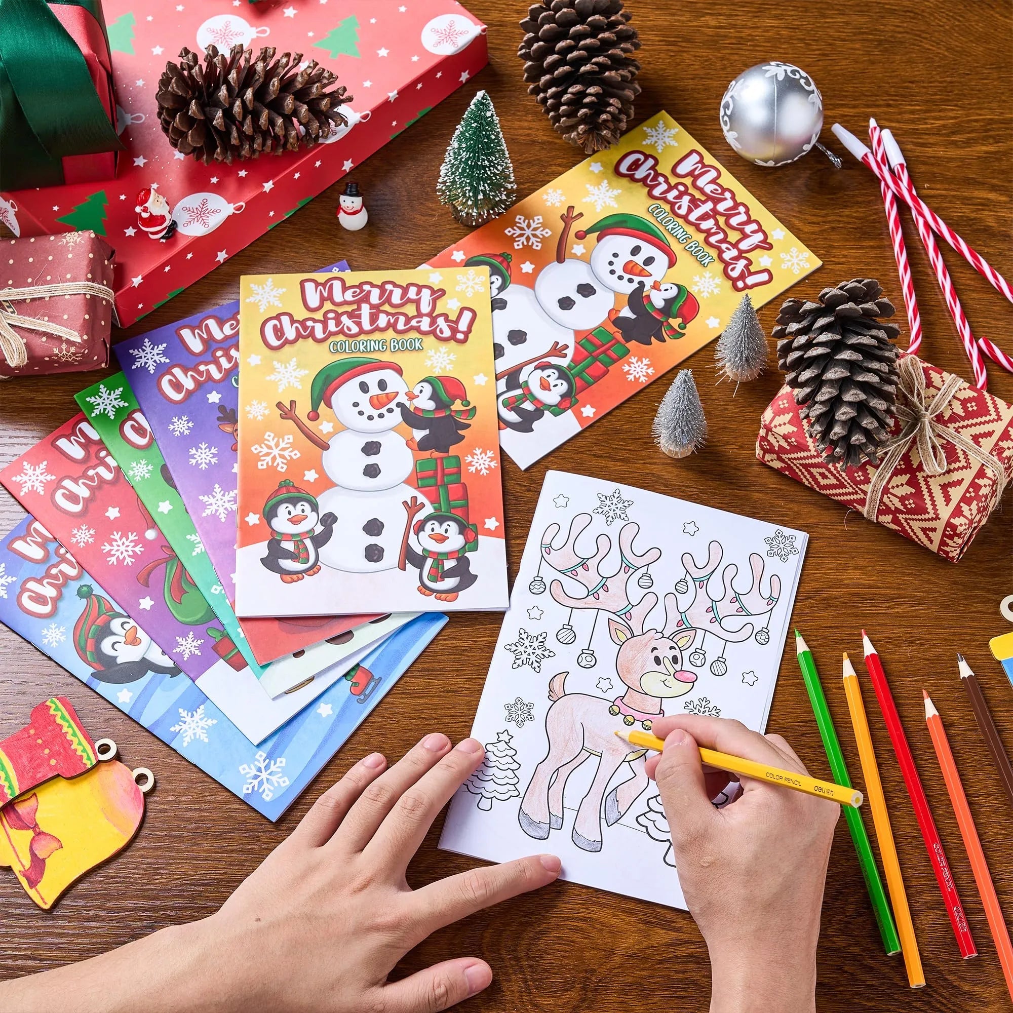 48-Pack Christmas Coloring Books for Kids, 6 Assorted Designs