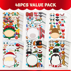 48 Pcs Christmas Make A Face Stickers - Xmas Stickers