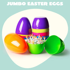 48 Giant Plastic Easter Eggs - Bright Fillable Eggs for Easter Egg Hunt & Basket Stuffers