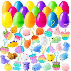 48 Prefilled Easter Eggs with Assorted Toys, Filled with Mochi and Pop Bubble