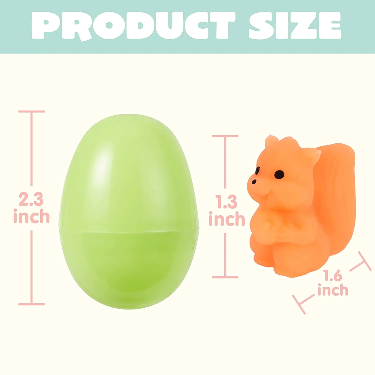 48 Pre-Filled Easter Eggs (2.3 Inches) with Mochi Squishy Toys for Easter Egg Hunt