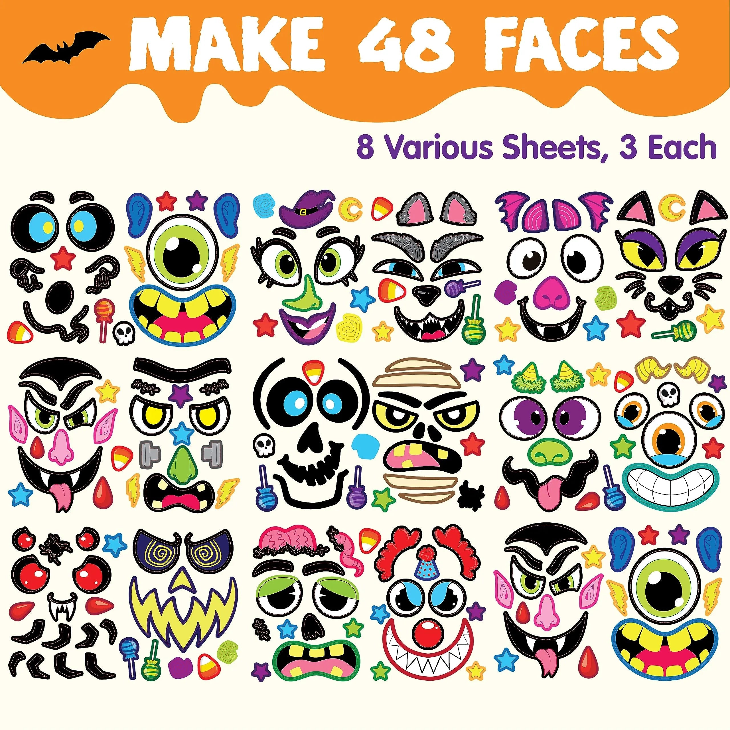 48 Pcs Halloween Pumpkin Stickers