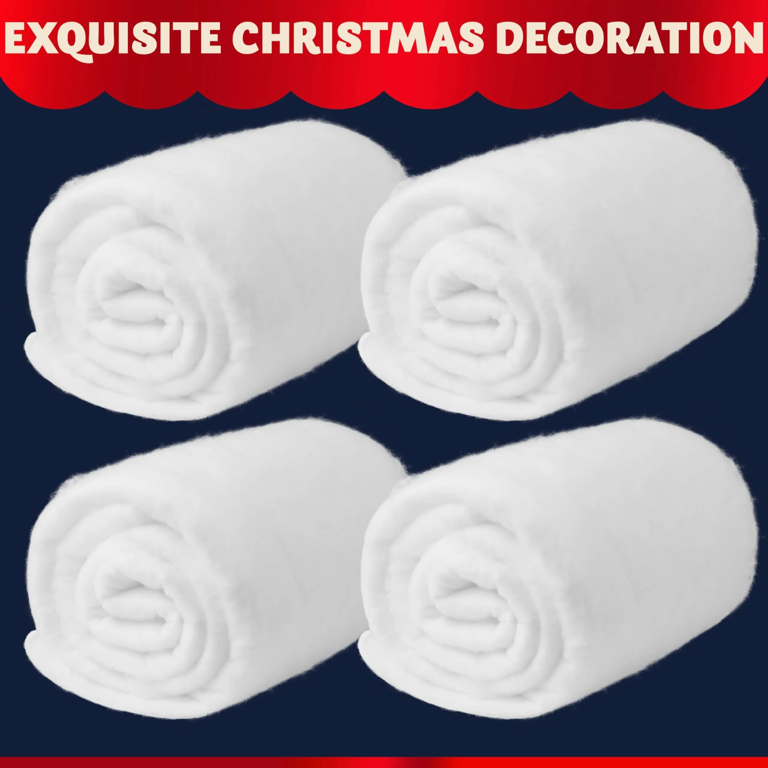 4 Pcs Christmas Snow Blanket Roll (3x8 Ft) for Holiday Decorations