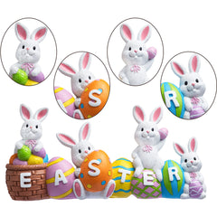4-Piece Easter Bunny & Egg Resin Tabletop Decor for Home & Office
