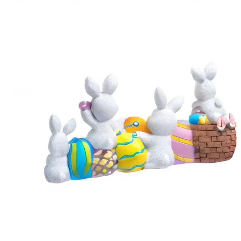 4-Piece Easter Bunny & Egg Resin Tabletop Decor for Home & Office