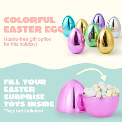 12 Large Metallic Easter Eggs, 6-Inch Colorful Jumbo Fillable Eggs