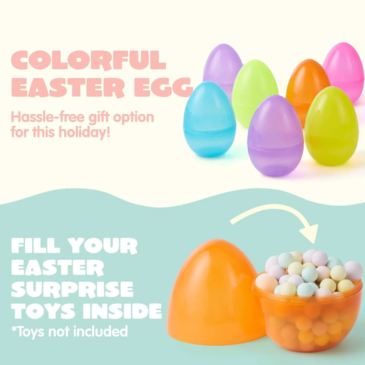 12Pcs Large Clear Easter Eggs, 6 Inches Jumbo Plastic Eggs Fillable