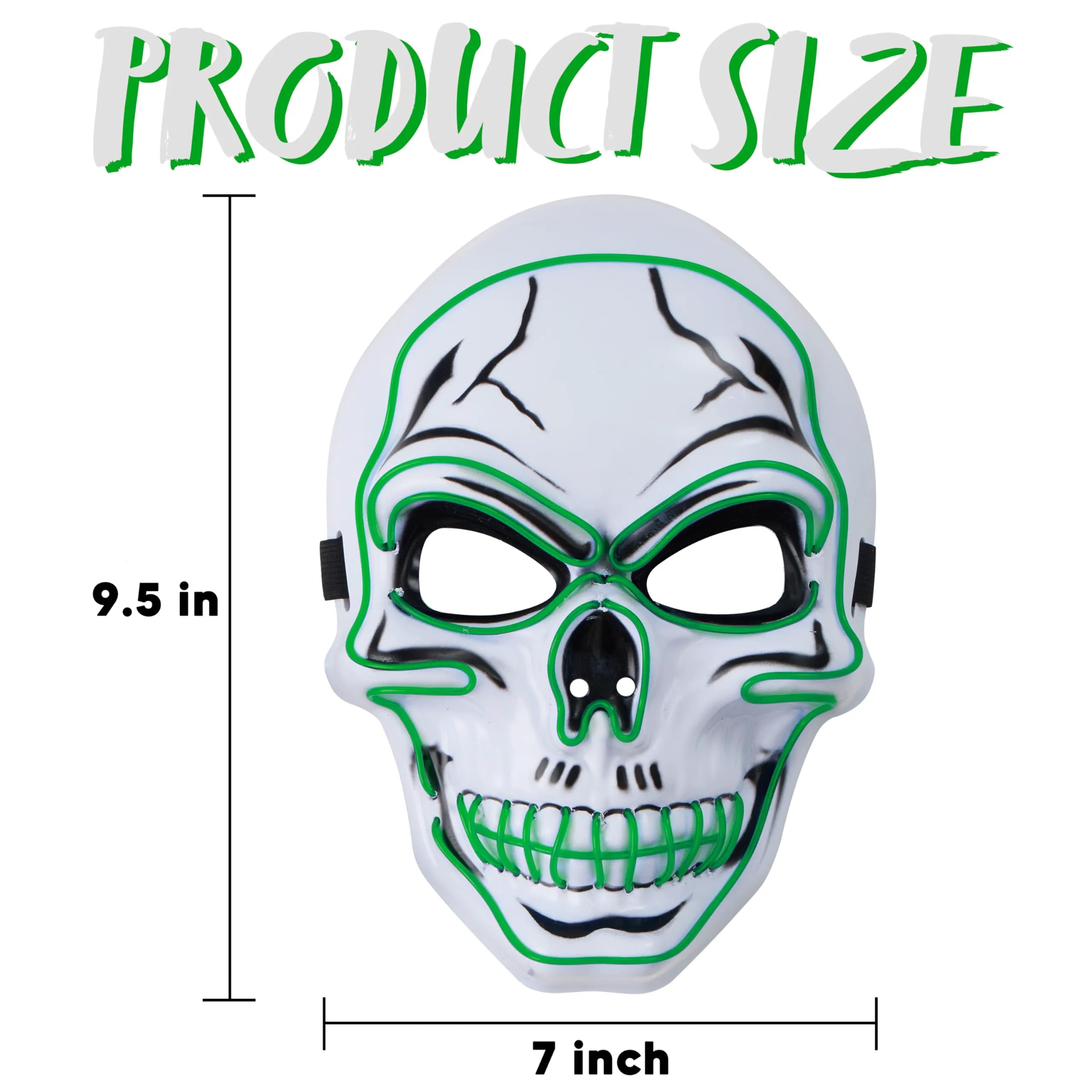 Green Halloween LED Skull Mask with Light-Up Gloves
