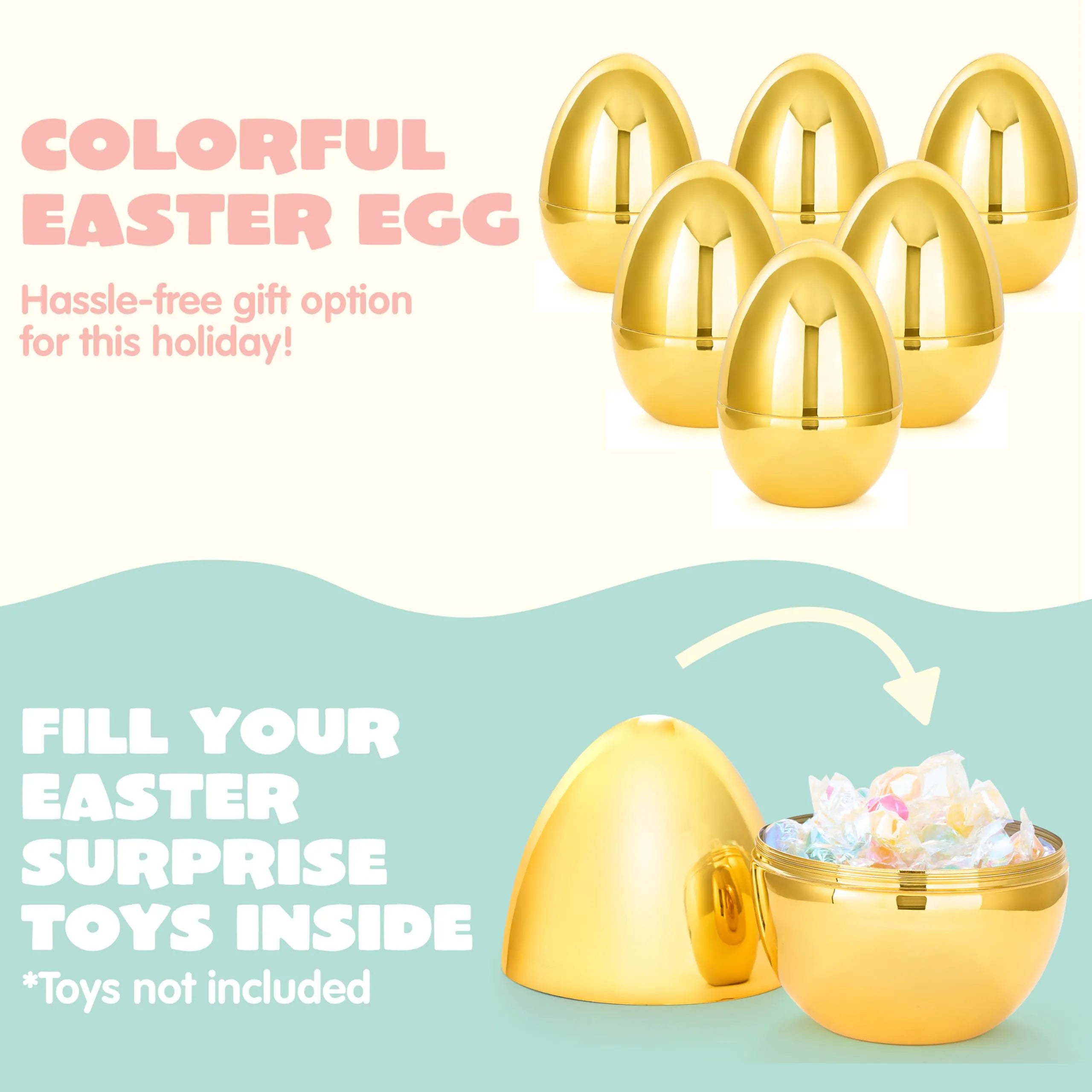 6 Jumbo Gold Easter Eggs
