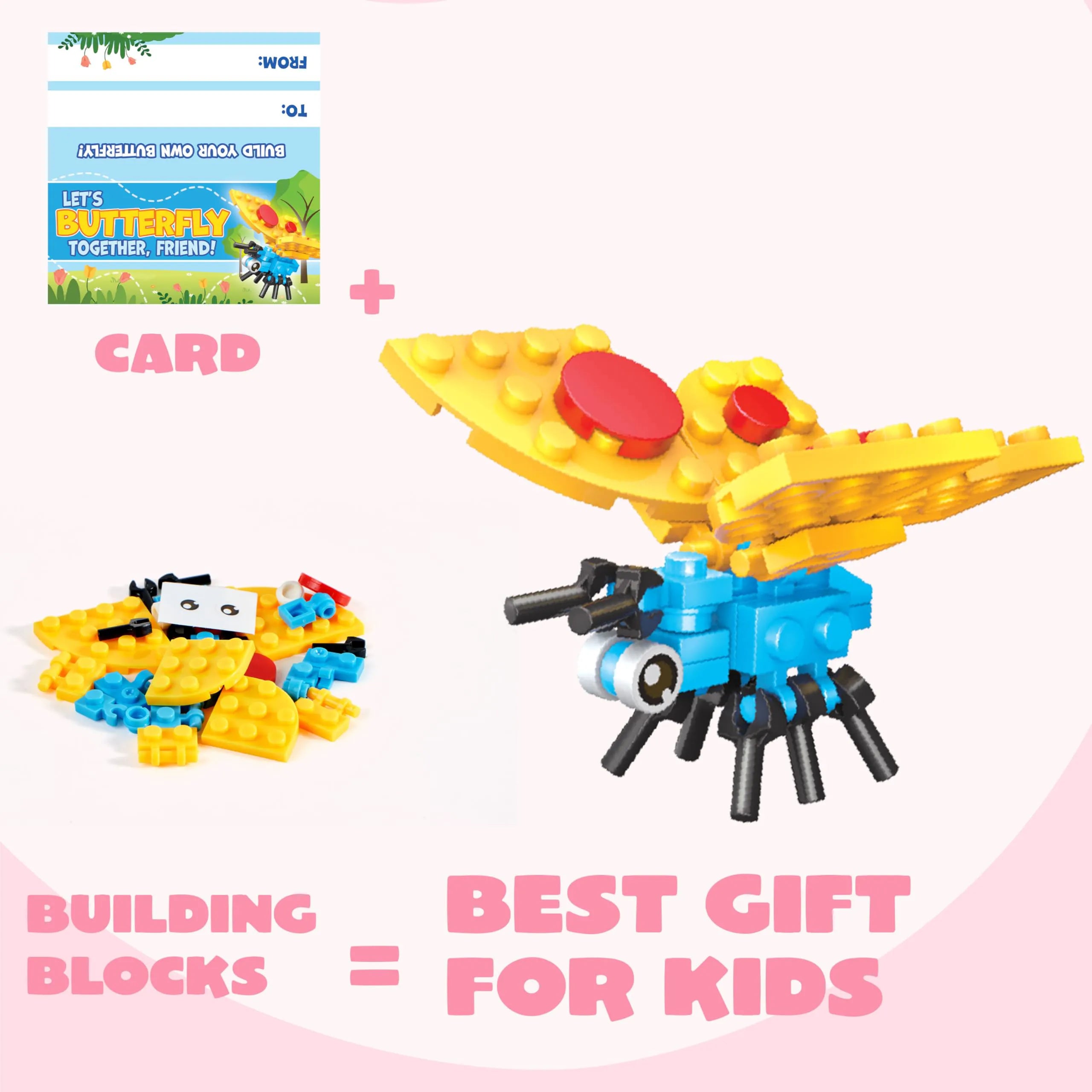 24 Pack Valentine's Day Building Block Gift Cards for Party Favors