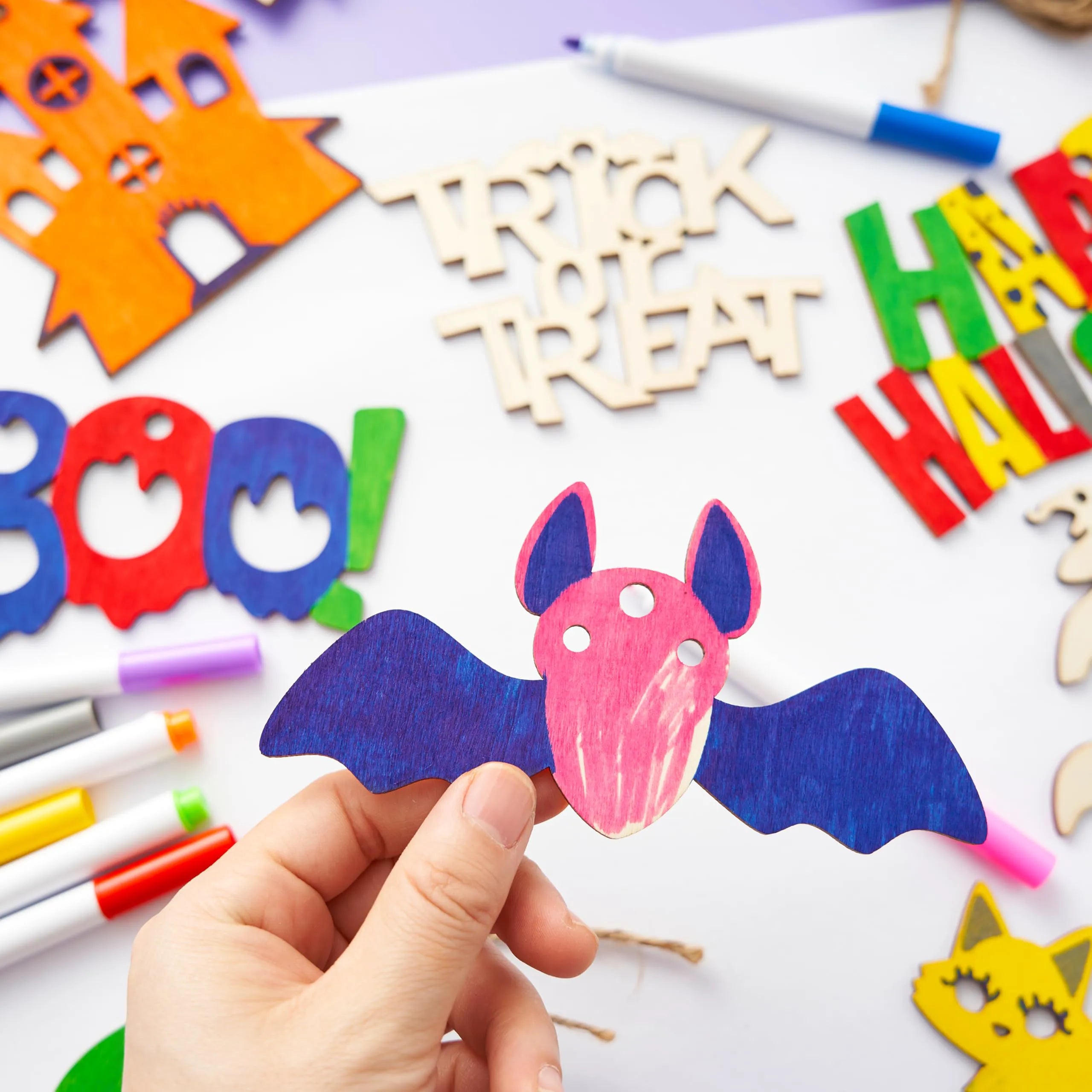 36-Piece Halloween Wooden Painting Craft Kit