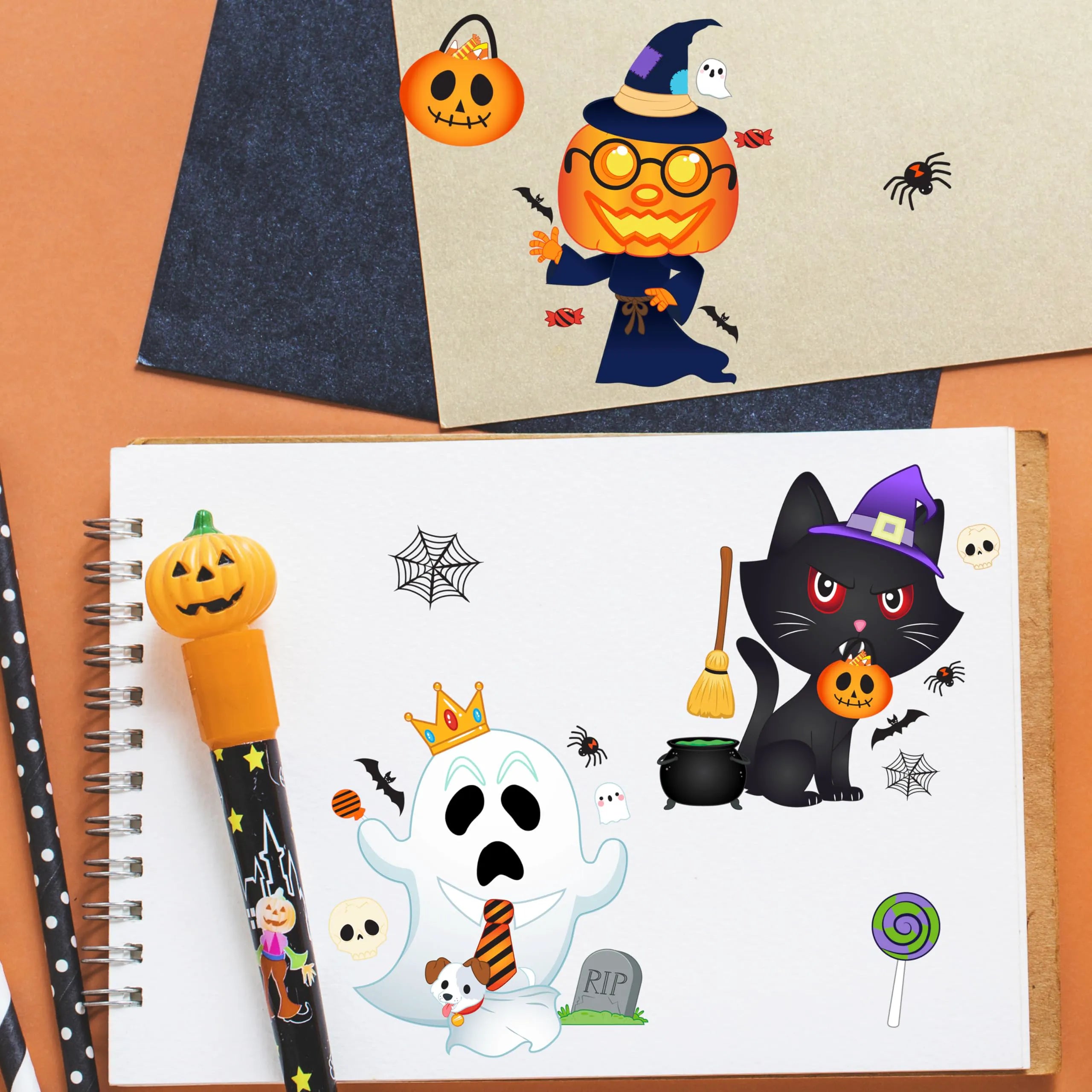 24 Halloween Make-a-Face Stickers for Kids Party Favors