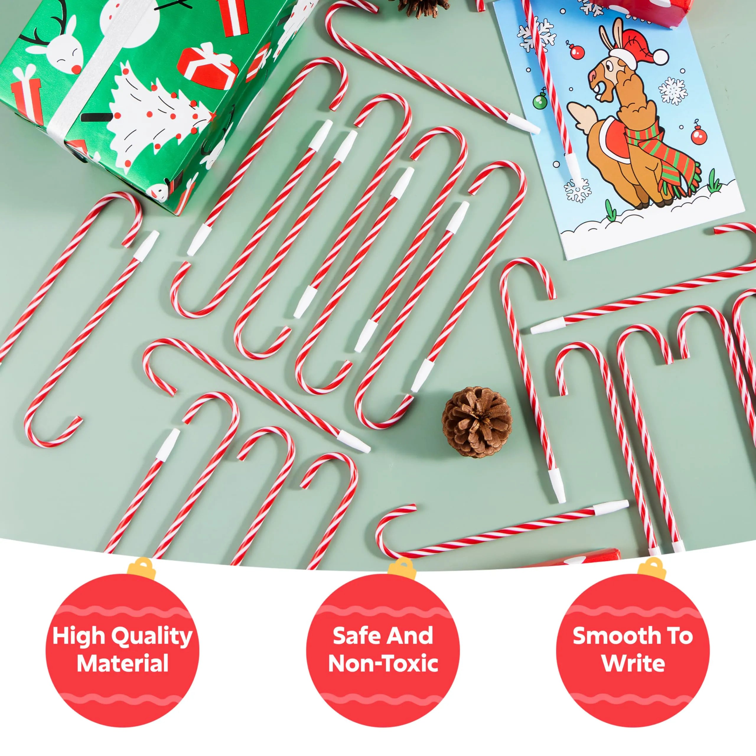 24 Christmas Candy Cane Ballpoint Pens for Kids